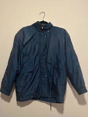 Towne From London Fog Blue Zip Up Puffer Jacket Size Extra Small